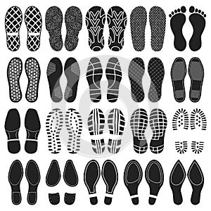 Shoes footprint vector set.