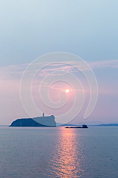 Shoes hill on poyang lake in sunrise