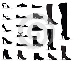 Shoes icon set. Silhouettes collection.