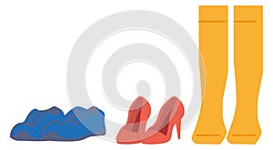 Shoes icon. Various season footwear pairs cartoon symbol