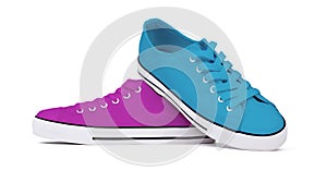 Shoes isolated on white background - Pink and blue photo