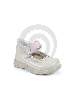 Shoes for kids over a white background.