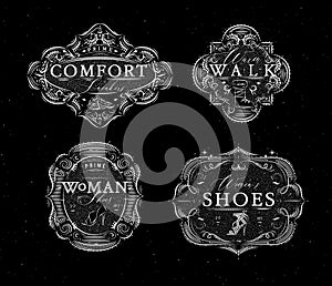 Shoes labels vintage black