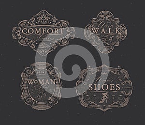 Shoes labels vintage brown