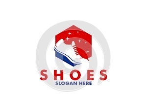 shoes logo icon, shoe sneaker logo vector template isolated on white background