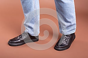 Shoes mens shoes model jeans studio pose