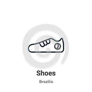 Shoes outline vector icon. Thin line black shoes icon, flat vector simple element illustration from editable brazilia concept