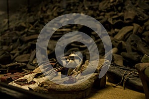 Shoes from people who were killed concentration camp Auschwitz Birkenau KZ Poland 2