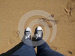 The shoes in the sand photo