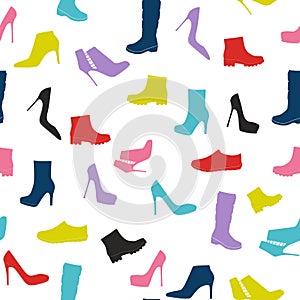 Shoes Silhouette Seamless Pattern Background Vector Illustration