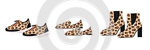 Shoes, sneakers and boots set with leopard print