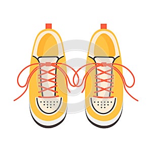 Shoes, sneakers for travel, top view. Flat vector illustration of men's and women's shoes, sneakers for travel