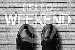 Shoes With Text Hello Weekend