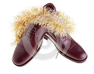 Shoes with tinsel garland