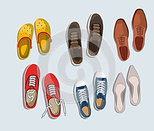 Shoes top view., vector illustration