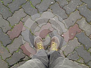 Shoes travel on the floor form bottom view