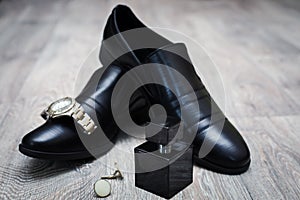 Shoes with watch and perfume