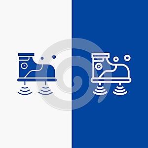 Shoes, Wifi, Service, Technology Line and Glyph Solid icon Blue banner Line and Glyph Solid icon Blue banner