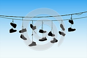 Shoes on wires