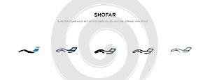Shofar icon in different style vector illustration. two colored and black shofar vector icons designed in filled, outline, line