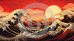 The Shogun\'s Mystery Wave: A Large, Red Wave with a Deep Ripple