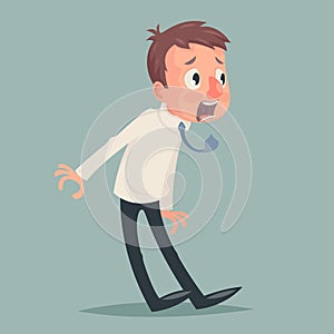 Shok Emotion Fear Horror Depression Stress Businessman Character Icon Retro Vintage Cartoon Design Vector Illustration