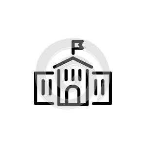 Shool building icon simple flat style outline illustration