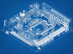 Computer Motherboard Architect Blueprint photo