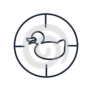 Shoot duck icon vector isolated on white background, Shoot duck sign