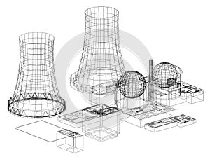 Nuclear Power Plant - Nuclear Reactor Architect Blueprint - isolated