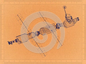 Space Satellite - Retro Blueprint