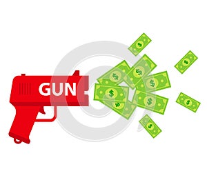 Shoot the toy gun with bills. waste of money.
