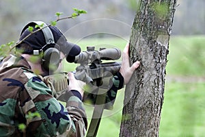 Shooter Against Tree