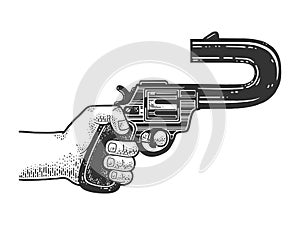 Shooter revolver sketch vector illustration