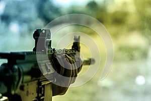 Shooter sighting in the target.