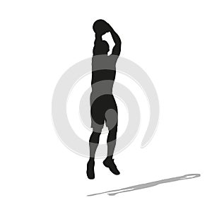 Shooting basketball player vector silhouette
