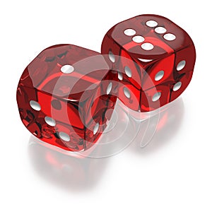 Shooting craps or dice on white background