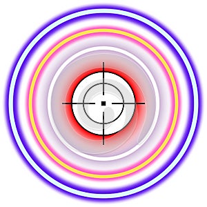 Shooting gun rifle target with neon colour circles