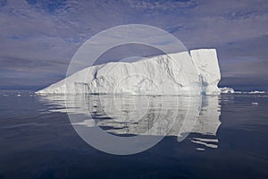 Shooting of ices at a short distance. An iceberg surface with thawing traces.