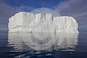 Shooting of ices at a short distance. An iceberg surface with thawing traces.