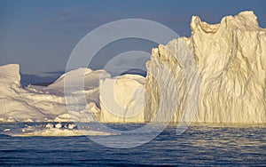 Shooting of ices at a short distance. An iceberg surface with thawing traces. Research of a phenomenon of