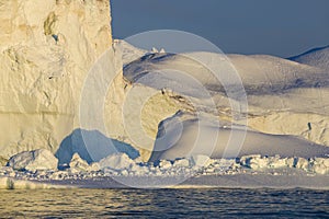 Shooting of ices at a short distance. An iceberg surface with thawing traces. Research of a phenomenon of