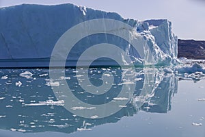 Shooting of ices at a short distance. An iceberg surface with thawing traces. Research of a phenomenon of