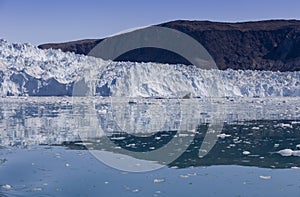Shooting of ices at a short distance. An iceberg surface with thawing traces. Research of a phenomenon of