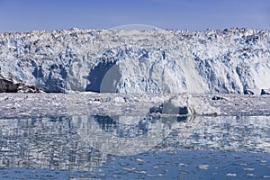 Shooting of ices at a short distance. An iceberg surface with thawing traces. Research of a phenomenon of