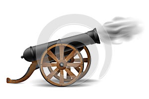 Shooting medieval cannon on wheels