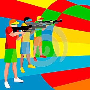 Shooting Player 2016 Summer Games. 3D Isometric Shooter Athlete.