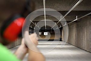 Shooting range. Shooting with a gun. photo