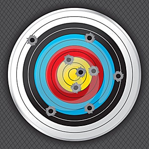 Shooting Range Gun Target with Bullet Holes photo