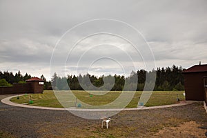 Shooting range for skeet - shelters for throwing machines